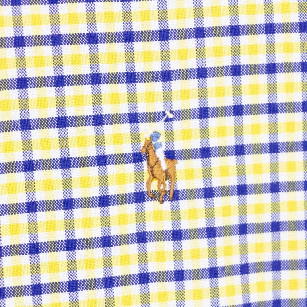Polo Ralph Lauren Mens 2XL Blue‎ Yellow Check Logo LS Button Front Shirt